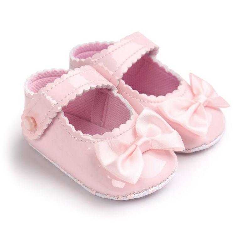 Red Princess Baby Girl Shoes Newborns Butterfly-knot PU Leather Shoes Infants Crib Soft Fashion Footwear Shoes