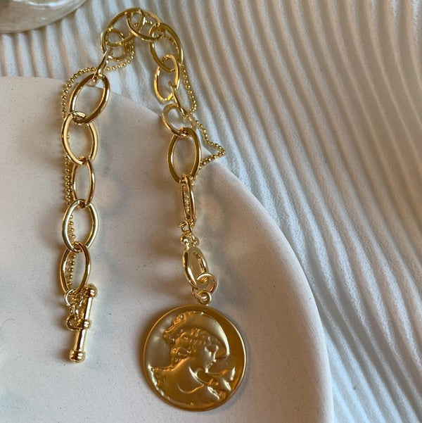 New Handmade Imitation Pearls Gold Metal Link Chain Bracelets for Women Girl Summer Party Luxury Jewelry Gift