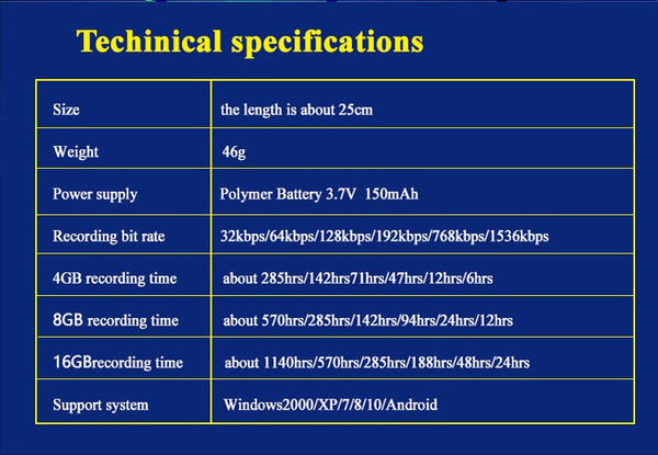 Wrist Watch with Voice Activated Recorder - 6 Recording Modes 28 Languages