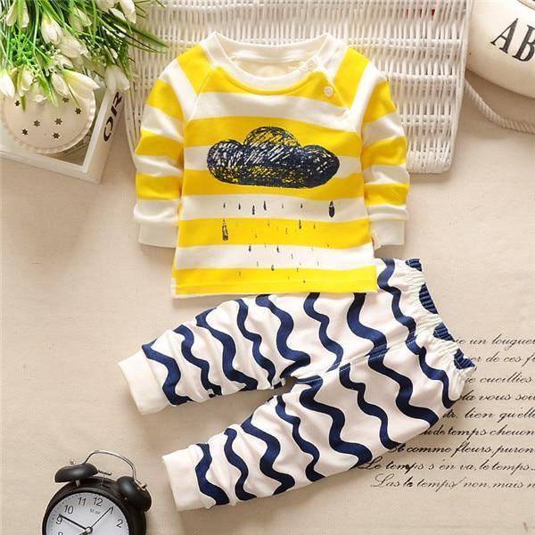 Baby Boy Clothes Cotton Clothing Sets Cartoon Long-sleeved T-shirt Pants Infant Clothes 2pcs Ste For Boys and Girls Kids
