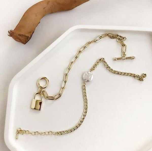 New Handmade Imitation Pearls Gold Metal Link Chain Bracelets for Women Girl Summer Party Luxury Jewelry Gift