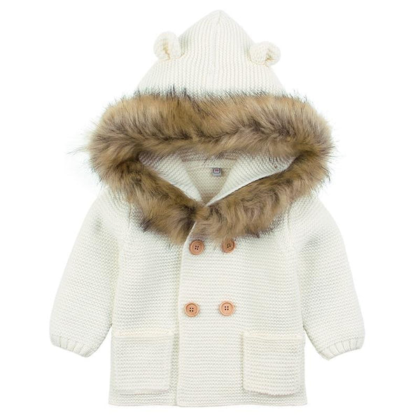 Modern Winter Warm Knit Cardigan Long Sleeve Hooded Sweaters for Newborn Infant Jacket And Coat Combination Clotes