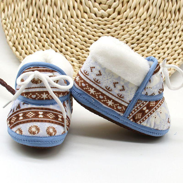 Newborns Baby Boy Soft Soled Footwear Walking Shoes Winter Warm Print First Walkers Baby Girl Cotton Shoes
