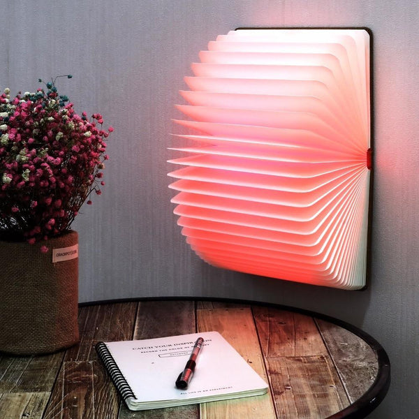 STEVVEX Led Book Lamp Light USB Rechargeable Foldable Wooden Night Light Valentine Birthday Christmas Gift for Family Friend Rechargeable Unique Gift