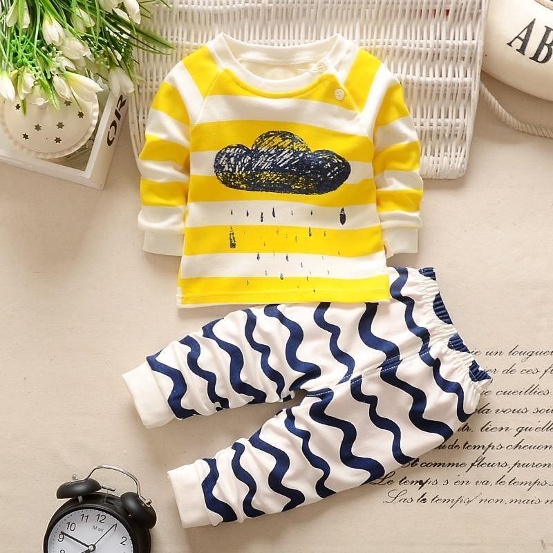 Baby Boy Clothes Cotton Clothing Sets Cartoon Long-sleeved T-shirt Pants Infant Clothes 2pcs Ste For Boys and Girls Kids