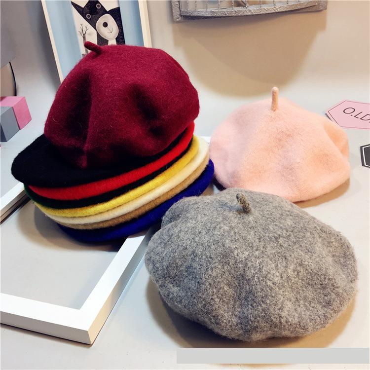 Baby Hat Beret British Painter Bud Of Pure Wool Cap For Girls In Modern New Retro Design