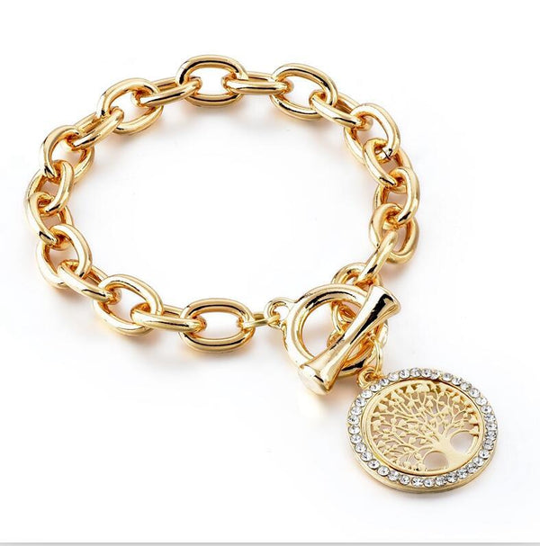 Modern New Fashion Elegant Chain Medalon Bracelet Amazing Luxury Classic Bracelet Women's Gold Bracelets Vintage Tree Of Life