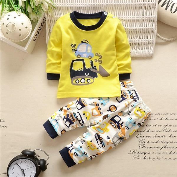 Baby Boy Clothes Cotton Clothing Sets Cartoon Long-sleeved T-shirt Pants Infant Clothes 2pcs Ste For Boys and Girls Kids