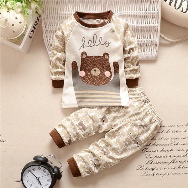Baby Boy Clothes Cotton Clothing Sets Cartoon Long-sleeved T-shirt Pants Infant Clothes 2pcs Ste For Boys and Girls Kids