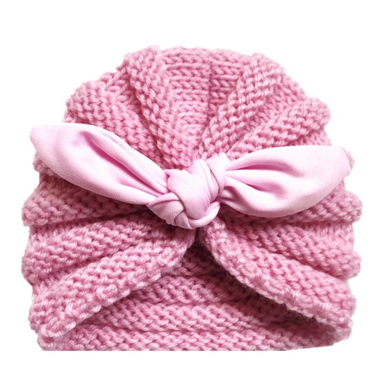 Handmade Knitted Winter Baby Hat for Girls Candy Color Enfant Baby Beanie Turban Hats Newborn Baby Cap