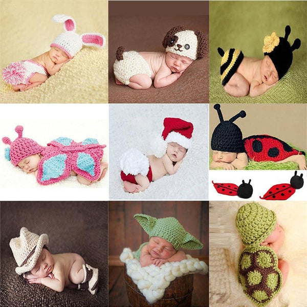 Knitting Baby Hat Newborn Photography Props Cute Children Pajamas Set For Girls And Boys