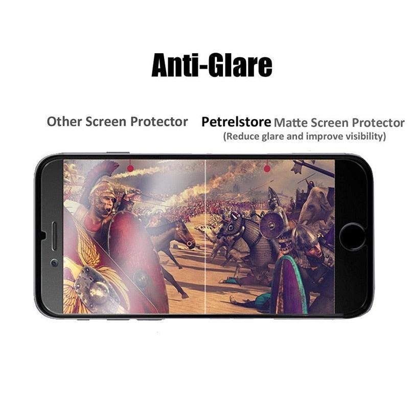 Frosted Matte Glass On iPhone 5 5s 5c SE X XS Max XR Tempered Glass 9H Hardness iPhone 6 6s 7 8 Plus Protective Glass Cover Case Tempered Glass Film Case-Friendly HD Clear Glass Protector for iPhone