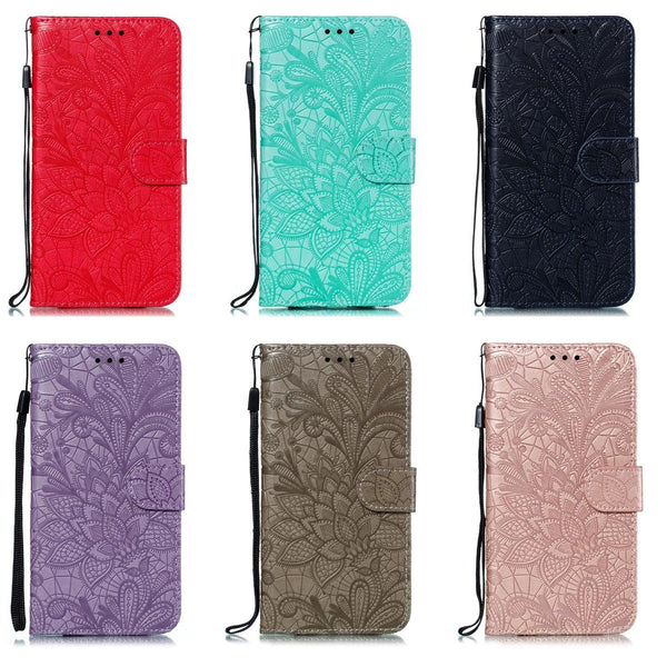 Lace Flower Leather Wallet Case For Xiaomi Redmi Note 11 10 Pro 7 6 8 8t Redmi 10c 10a A1 9t 7a 8a 9c 9a Case Mi A3 A2 Lite 9 Phone Case Premium Pu Leather Flip Cover With Card Holder Feature Protective Cover