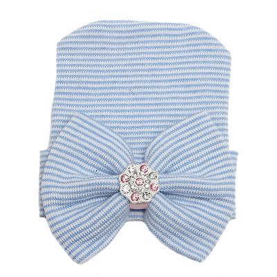 Luxury Modern Diamon Cute Newborn Baby Infant Girl Toddler Comfy Bowknot Hospital Cap Beanie Hat Bow For Baby Kids