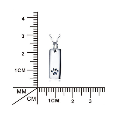 Ladies Glossy Square Dog Paw Print Tag Necklace