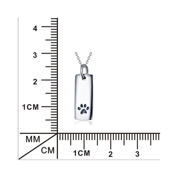Ladies Glossy Square Dog Paw Print Tag Necklace