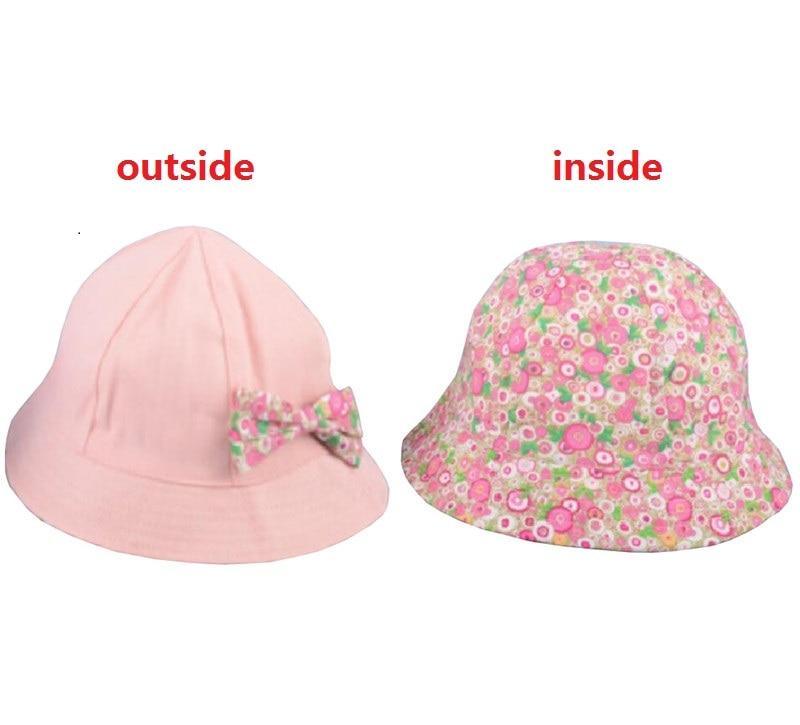 Modern Baby Girls Sun Hat Cotton Baby Hat Kids Child Cap Bowknot Flower Print Bucket Hat Double Sided