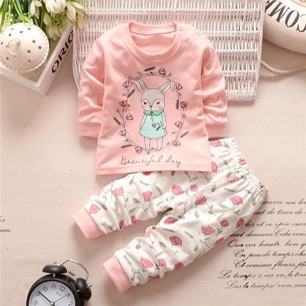 Baby Boy Clothes Cotton Clothing Sets Cartoon Long-sleeved T-shirt Pants Infant Clothes 2pcs Ste For Boys and Girls Kids