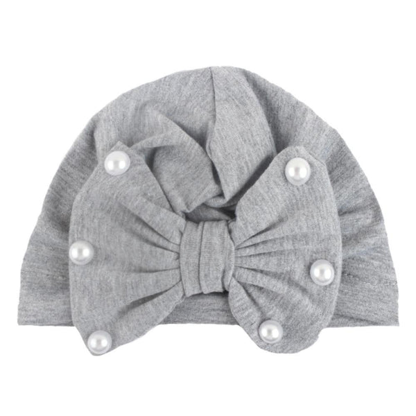 Modern Baby Hats Cute Rabbit Bow Knot with Pearls Baby Girl Hat with Pearls  for Kids In Diamond Luxury Style