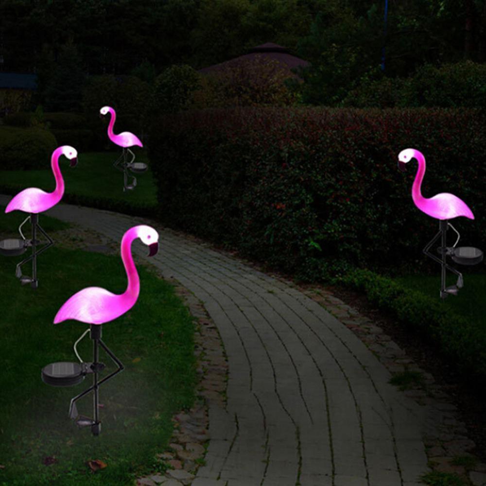 Flamingo LED Solar Modern Lamp For Garden And Yard With Base Station 3 Piece Set Decorative Lighting For Pathway Driveway Landscape
