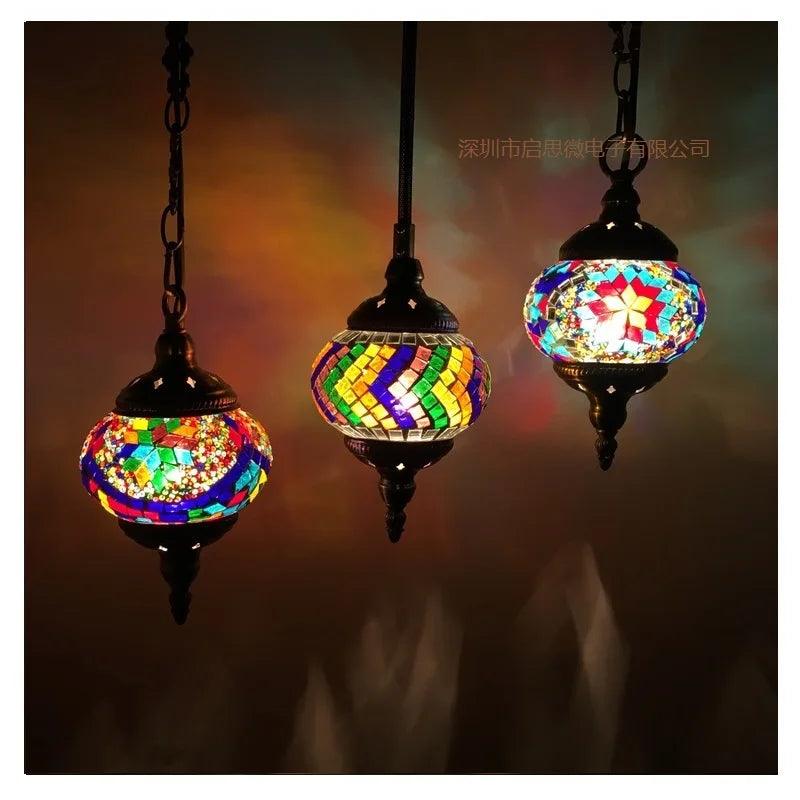 New style Turkey Ethnic Customs Handmade Lamp Romantic Cafe Restaurant Bar Tree Pendant Light Bar Mosaic Pendant Lamp