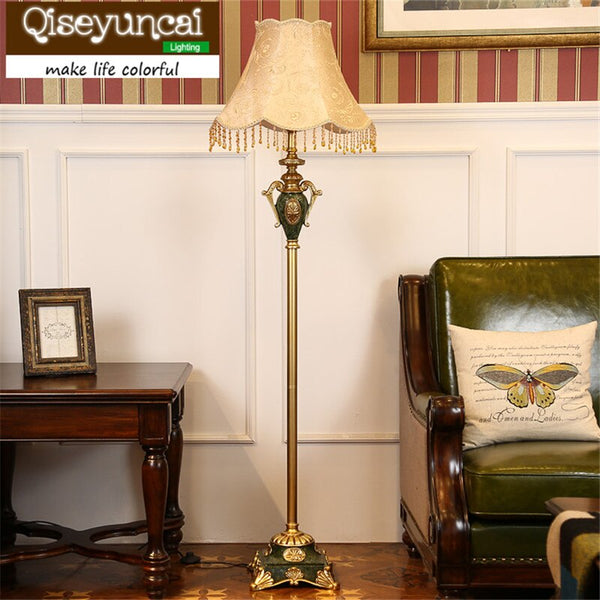 Qiseyuncai European style living room floor lamp garden creative country retro personality study bedroom bedside vertical lamps