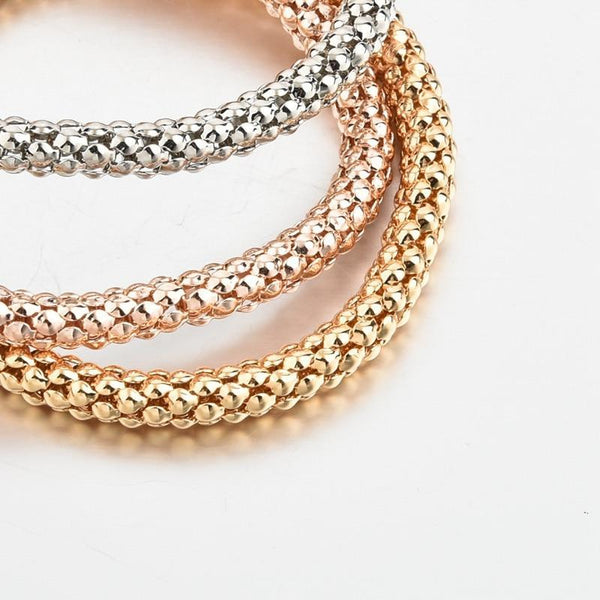 Shiny Elegant New Fashion Modern Luxury Heart Bracelet And Bangles Popcorn Chain Set Friendship Bracelets for Girls