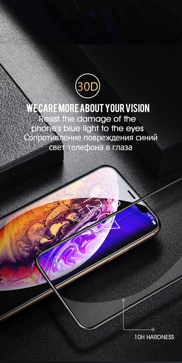 30D Full Cover Protective Glass On For iPhone 11 12 13 14Pro MAX Screen Protector For iPhone11 12 X XR XS MAX 7 8 Tempered Glass 9H Full Coverage Screen Tempered Glass Protector Guard for iPhone