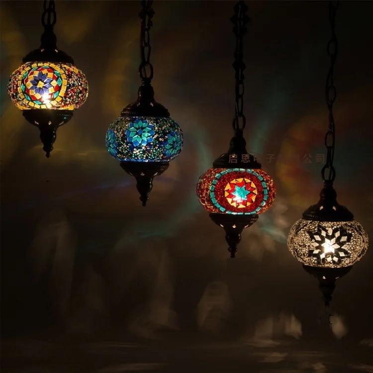 New style Turkey Ethnic Customs Handmade Lamp Romantic Cafe Restaurant Bar Tree Pendant Light Bar Mosaic Pendant Lamp