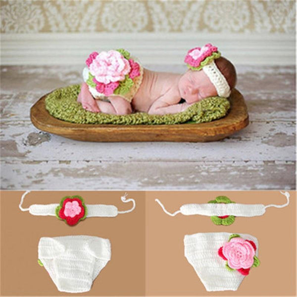 Knitting Baby Hat Newborn Photography Props Cute Children Pajamas Set For Girls And Boys