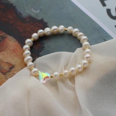 New Handmade Imitation Pearls Gold Metal Link Chain Bracelets for Women Girl Summer Party Luxury Jewelry Gift