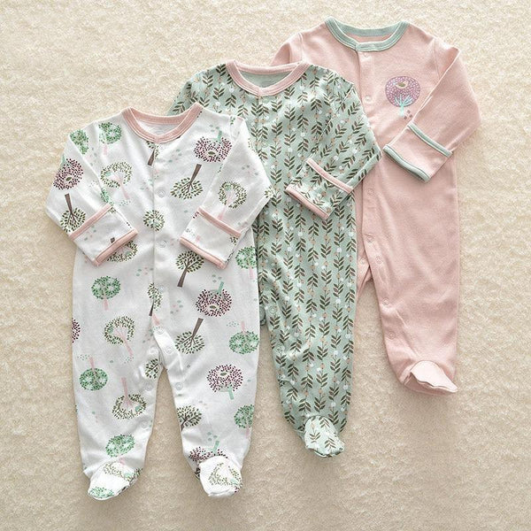 3pcs Set Baby Romper Newborn Sleep suit Flower Baby Rompers Infant Baby Clothes Long Sleeve Newborn Jumpsuits Pajamas for Kids