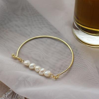 New Handmade Imitation Pearls Gold Metal Link Chain Bracelets for Women Girl Summer Party Luxury Jewelry Gift