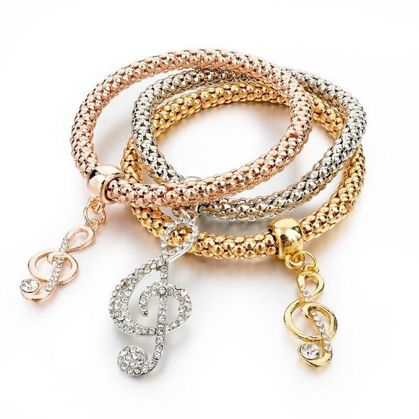 Shiny Elegant New Fashion Modern Luxury Heart Bracelet And Bangles Popcorn Chain Set Friendship Bracelets for Girls