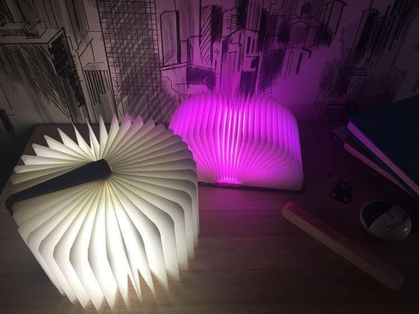 STEVVEX Led Book Lamp Light USB Rechargeable Foldable Wooden Night Light Valentine Birthday Christmas Gift for Family Friend Rechargeable Unique Gift