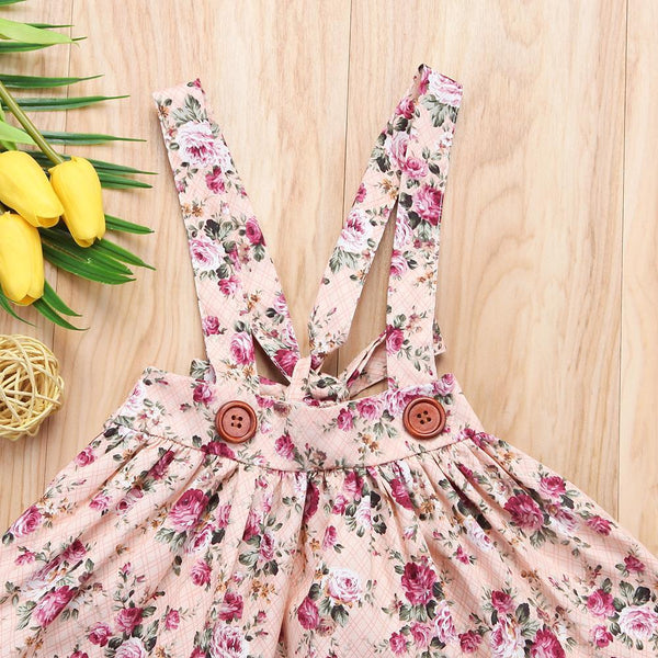 Luxury Modern Summer Fashion Toddler Kids Baby Girls Floral Printing Sleeveless Clothes Party  Strap Tutu Dress For Girls