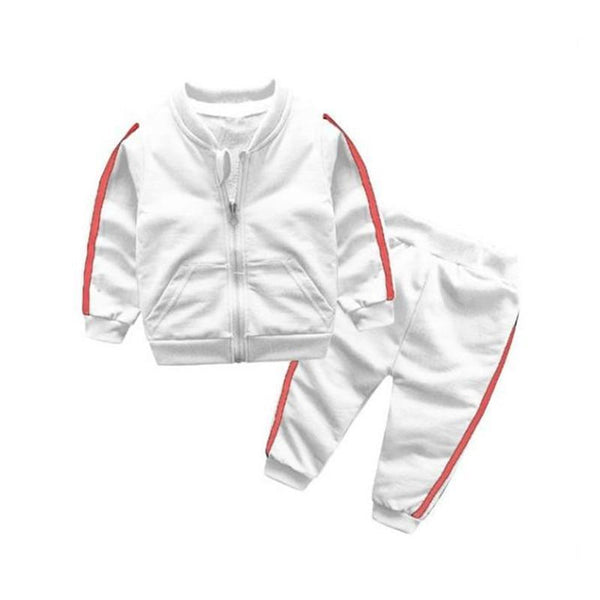 Fashion New Clothes Cotton Long Sleeve Solid Zipper Jacket Pants 2pcs Baby Boy / Baby Girl Clothing Set In Sport Design