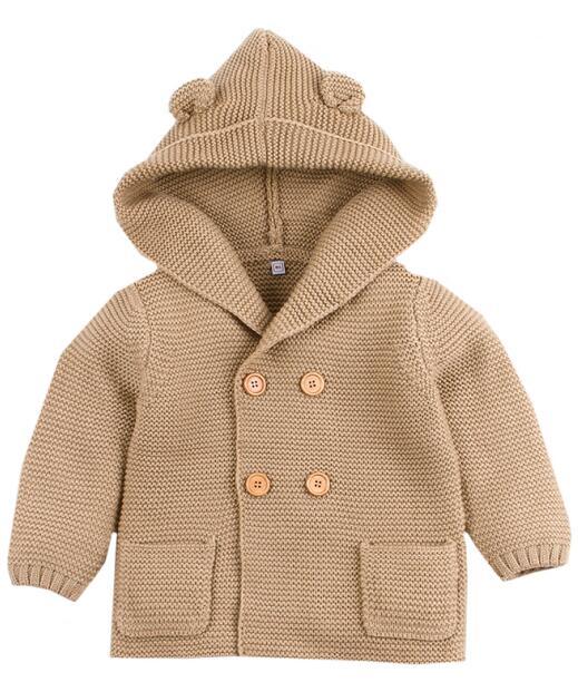 Modern Winter Warm Knit Cardigan Long Sleeve Hooded Sweaters for Newborn Infant Jacket And Coat Combination Clotes