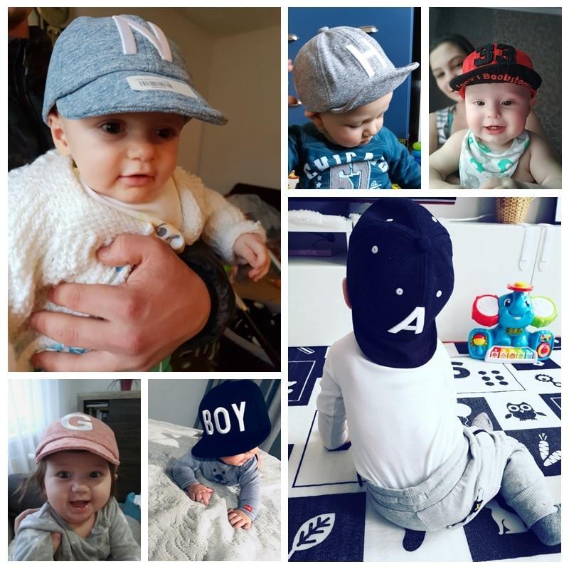 Cotton Baby Adjustable Letter Baseball Caps For Boys & Girl Hats Children Snapback Hip-Hop Sun Hat In Modern Style