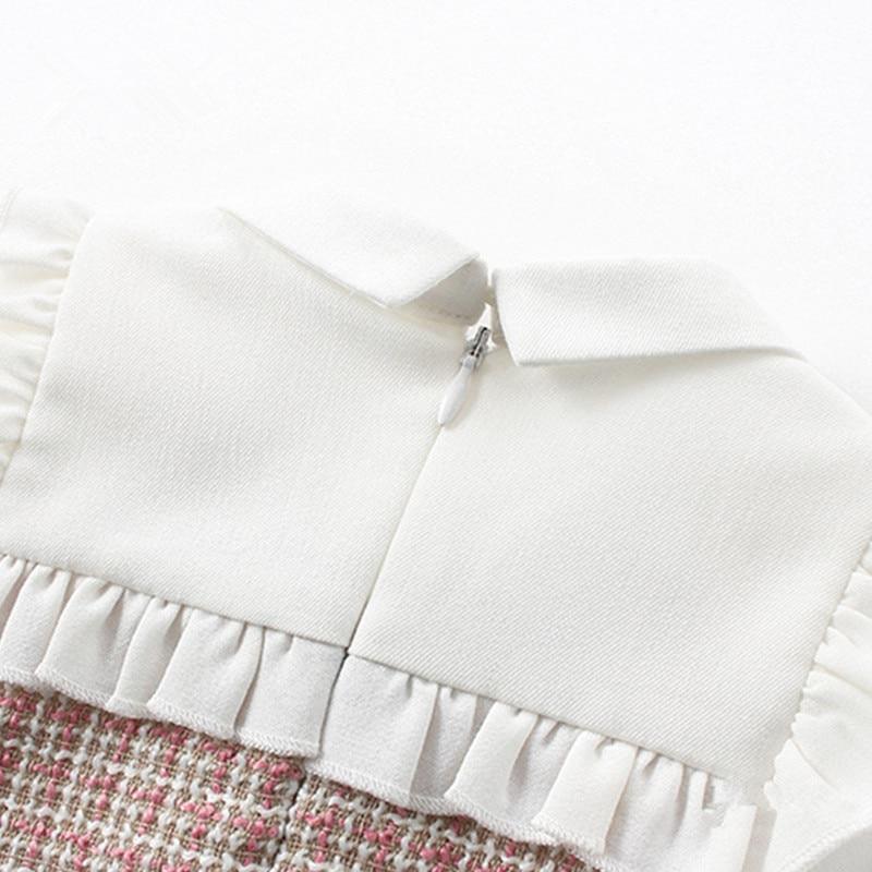 Modern Retro Vintage Handade Cute Newborn Infant Toddler Baby Girls Dress with A-line Lantern Sleeve For Girls Kids