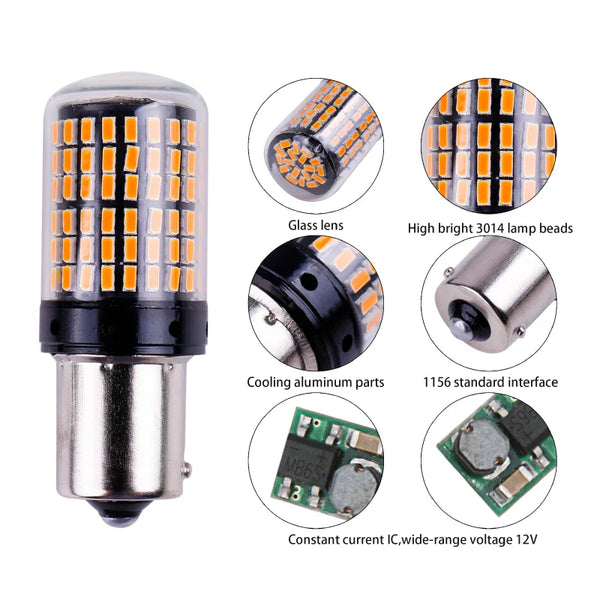 1x 3014 144smd CanBus S25 1156 BA15S P21W LED BAY15D BAU15S PY21W lamp T20 LED 7440 W21W W21/5W led Bulbs For Turn Signal Light