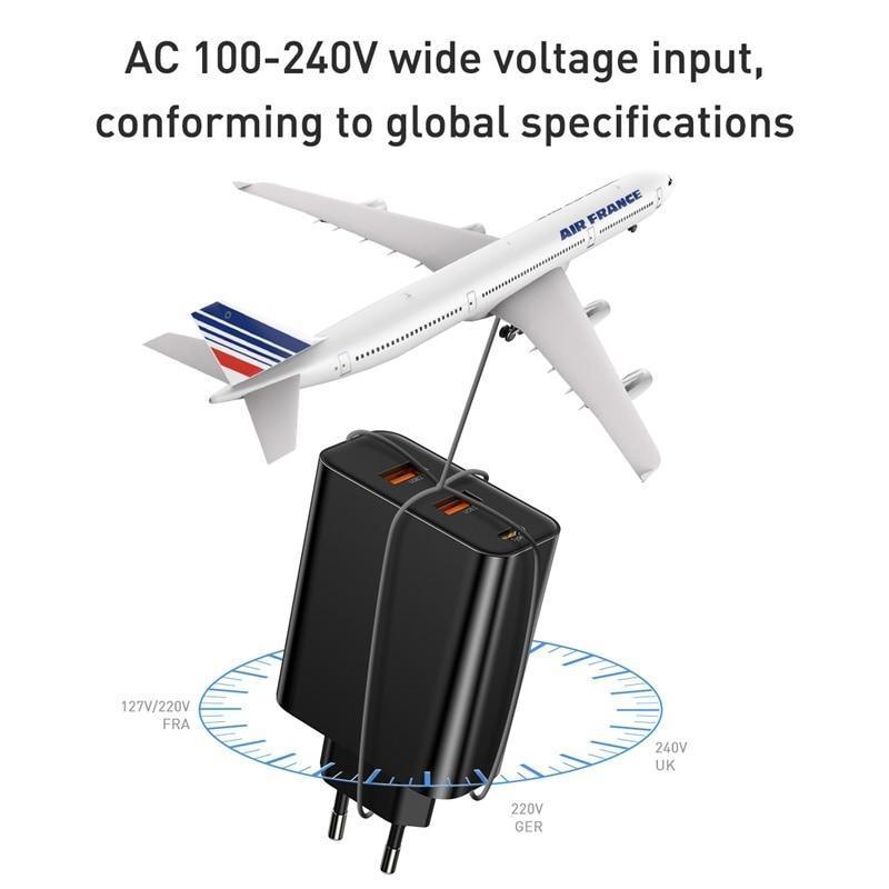 3 Ports USB Fast Charger 60W Support Quick Charge  Type-C PD Charger QC 4.0 3.0 Phone Charger