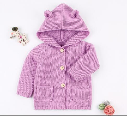 Modern Winter Warm Knit Cardigan Long Sleeve Hooded Sweaters for Newborn Infant Jacket And Coat Combination Clotes