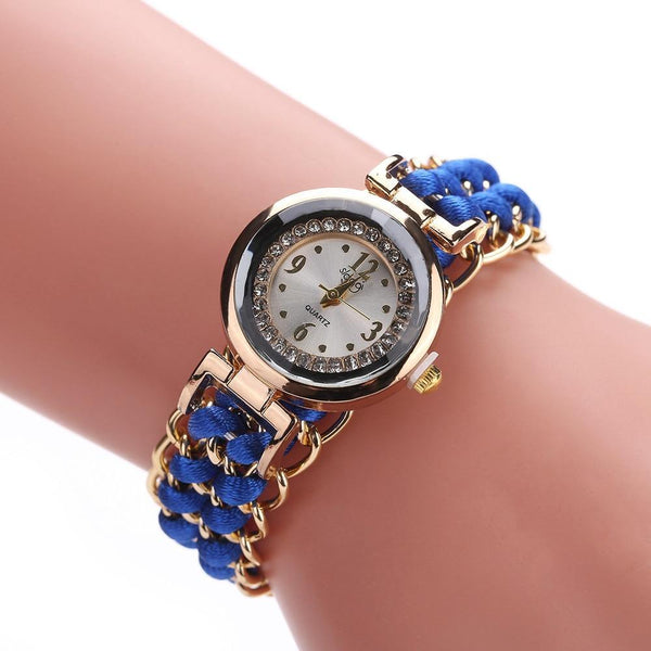 Women Handmade Bracelet Watches Rope Beads Knitting Adjustable Wristwatches Gift For Women and Lady and Girls
