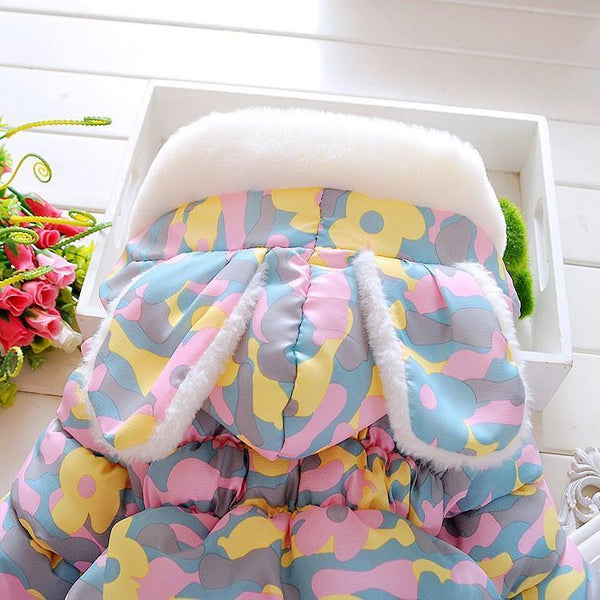 Modern Children's Winter Cartoon Cute Rabbit Infant Outerwear Hooded Baby Girls Jackets For Girls