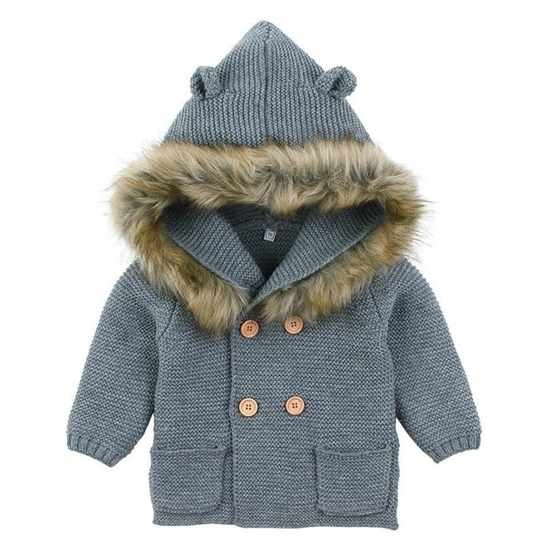 Modern Winter Warm Knit Cardigan Long Sleeve Hooded Sweaters for Newborn Infant Jacket And Coat Combination Clotes