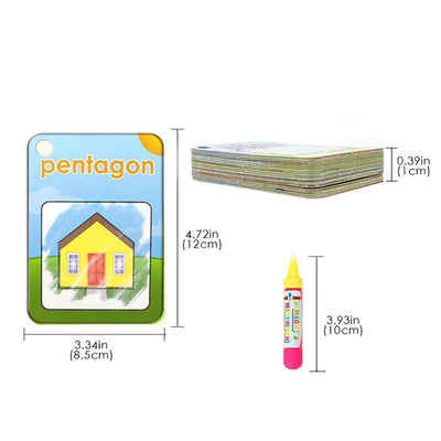 3 Types Water Drawing Learning Card & 1 Magic Pen Coloring Paper Cards Painting Board Educational Toys Drawing Book For  For Kids
