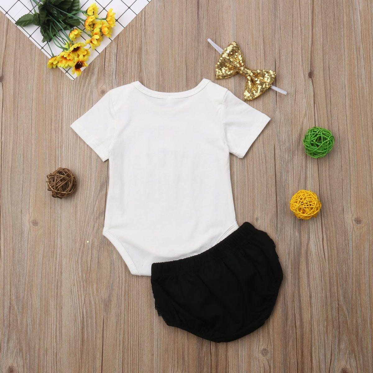 3PCS Cute Newborn Baby Girl Outfits Clothes Tops Bodysuit Shorts Pants Set For Girls  WIth Print Dadys Princess