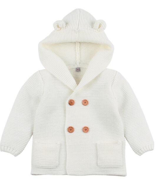 Modern Winter Warm Knit Cardigan Long Sleeve Hooded Sweaters for Newborn Infant Jacket And Coat Combination Clotes