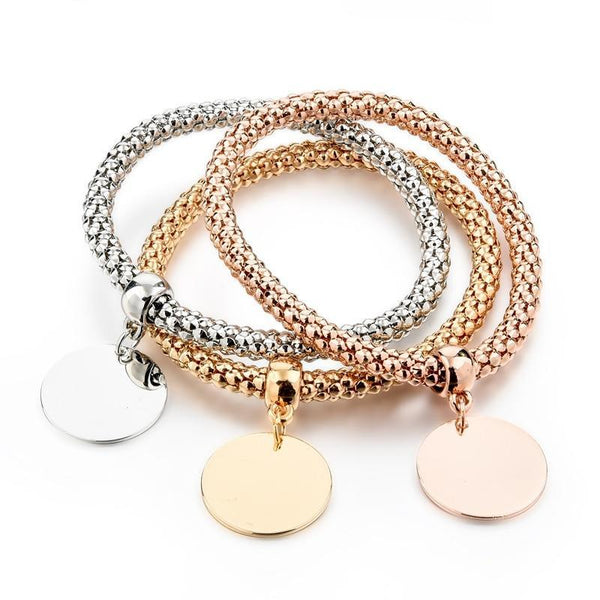 Shiny Elegant New Fashion Modern Luxury Heart Bracelet And Bangles Popcorn Chain Set Friendship Bracelets for Girls